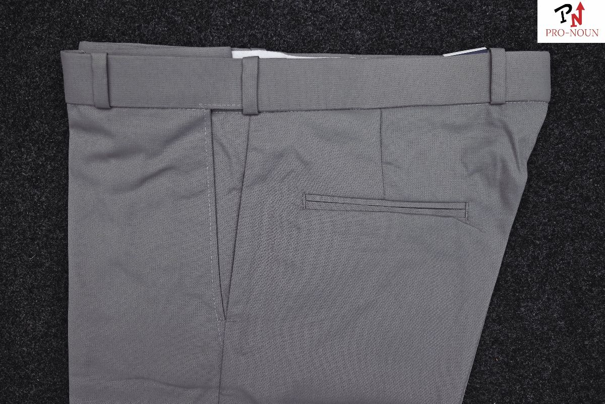 Pro-Noun Men's  Formal Trouser Pants With Adjustable belt D No- Signature 240-7(28-32)- Grey