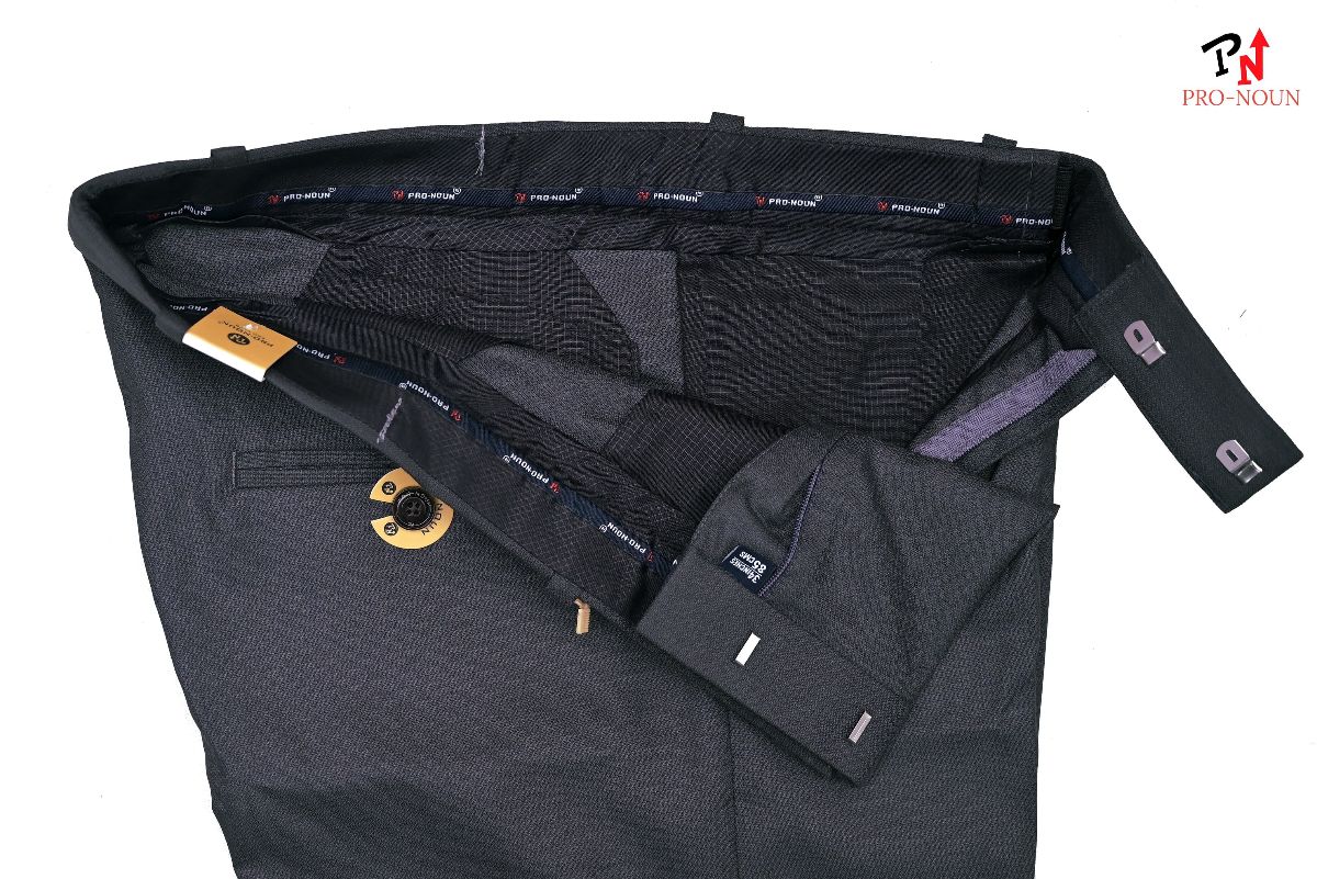 Pro-Noun Men's  Formal Trouser Pants With Adjustable belt D No- Galaxy 231-7-197 (30-36)- Dark Grey