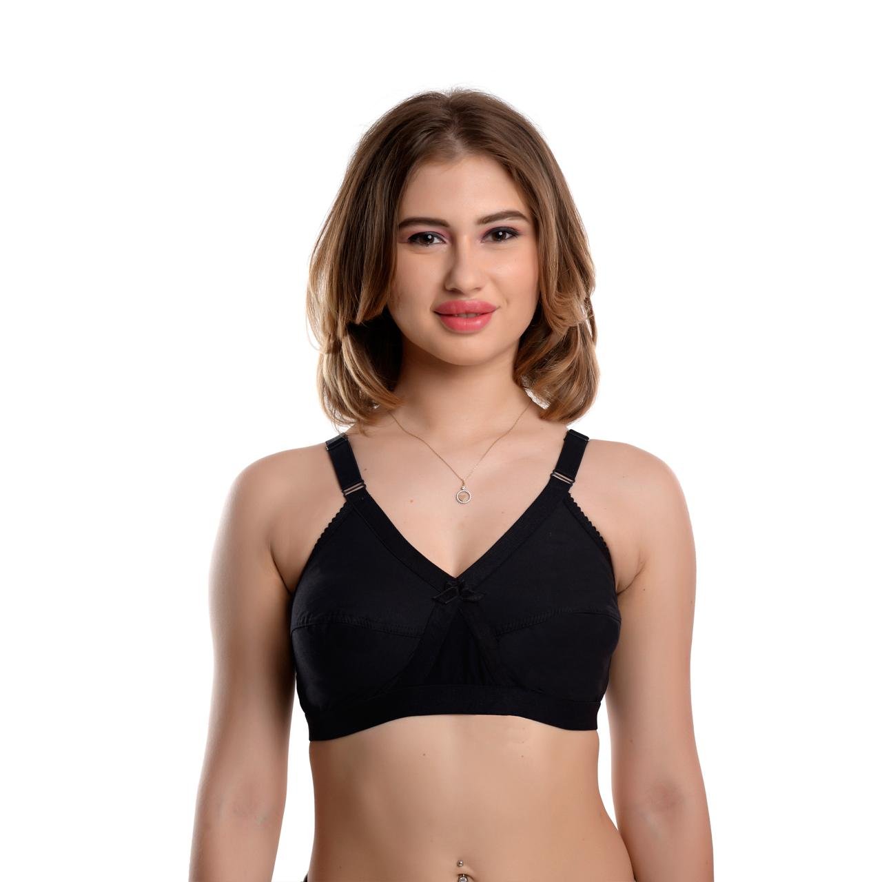 Teusy Women Cotton Bra Set- Black