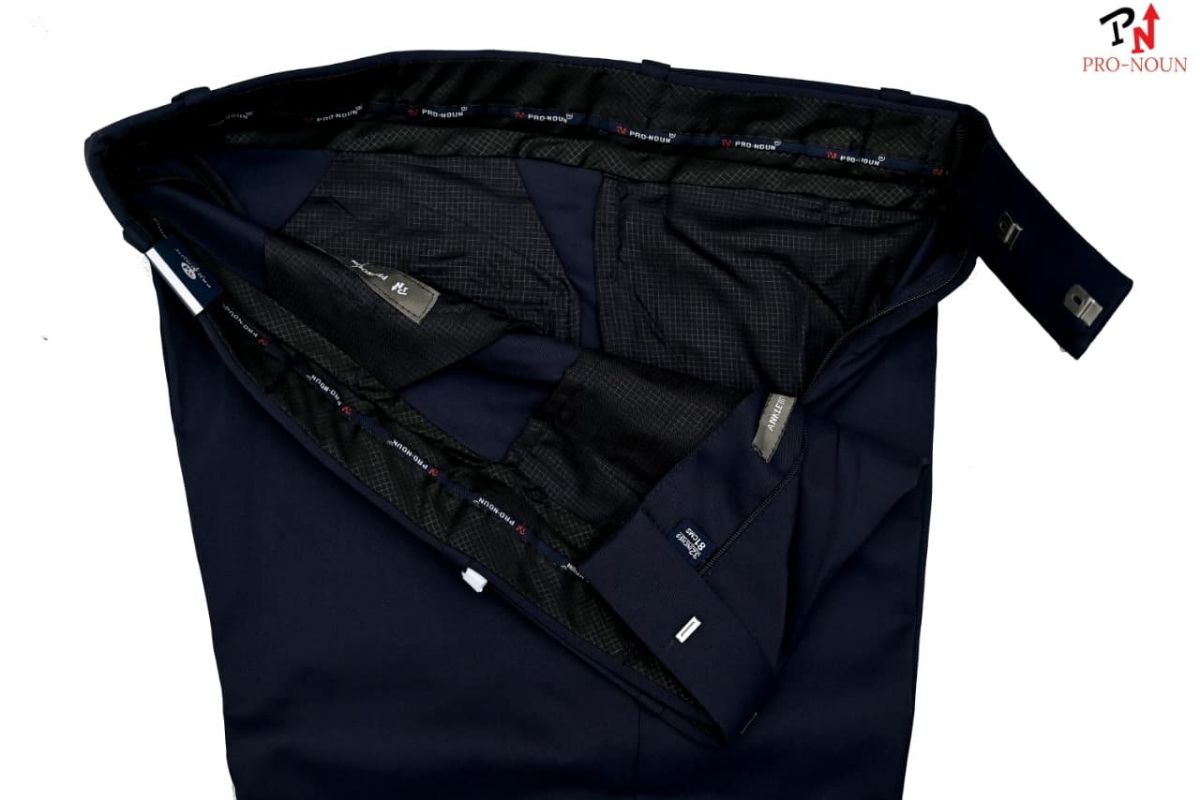 Pro-Noun Men's  Formal Trouser Pants With Adjustable belt D No- Copper Bento-(28-32)- Navy