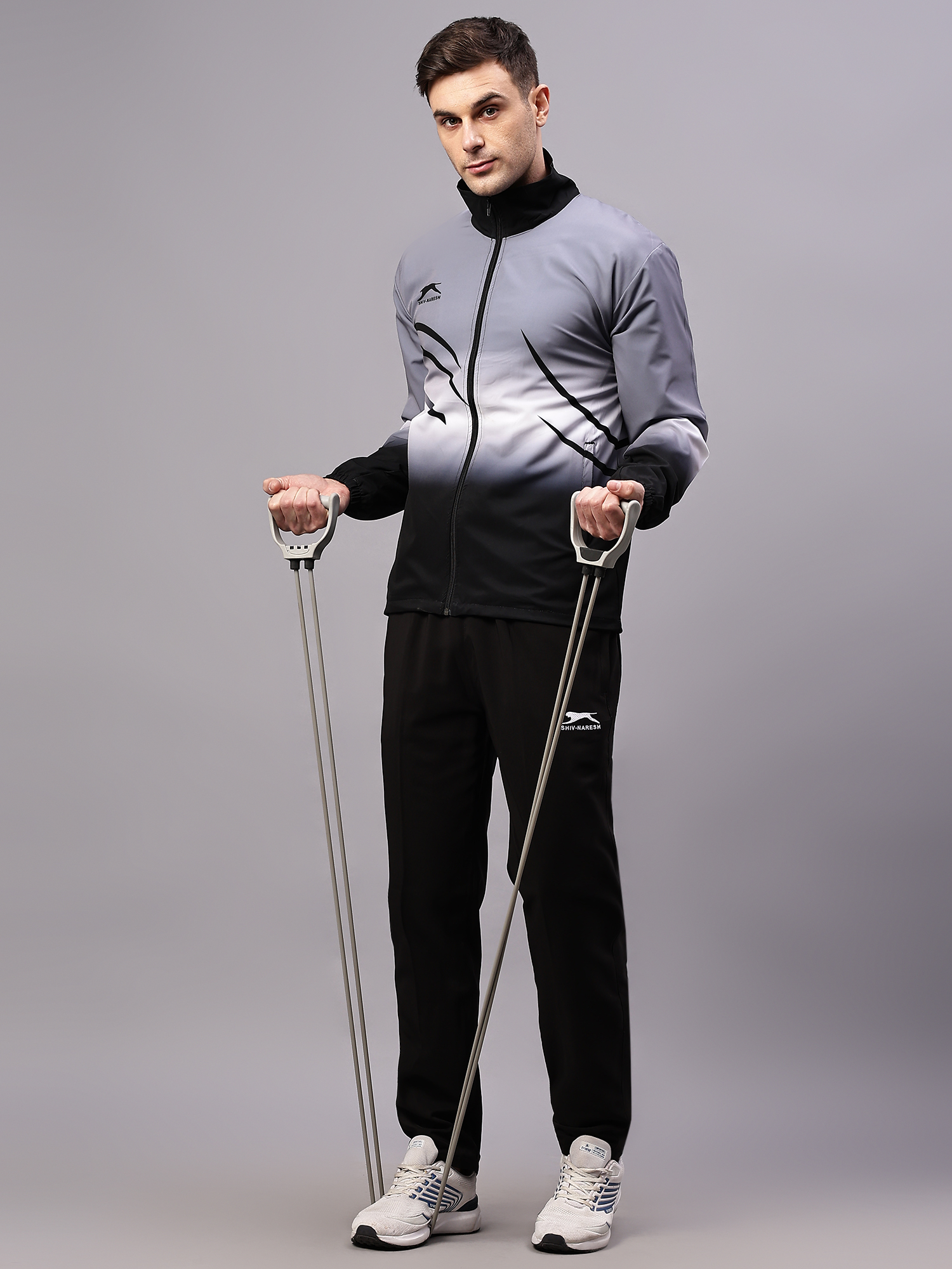 Men's Tracksuit  E-SNTSNXFS965_Black/D.Grey/White_L_NS Spandex