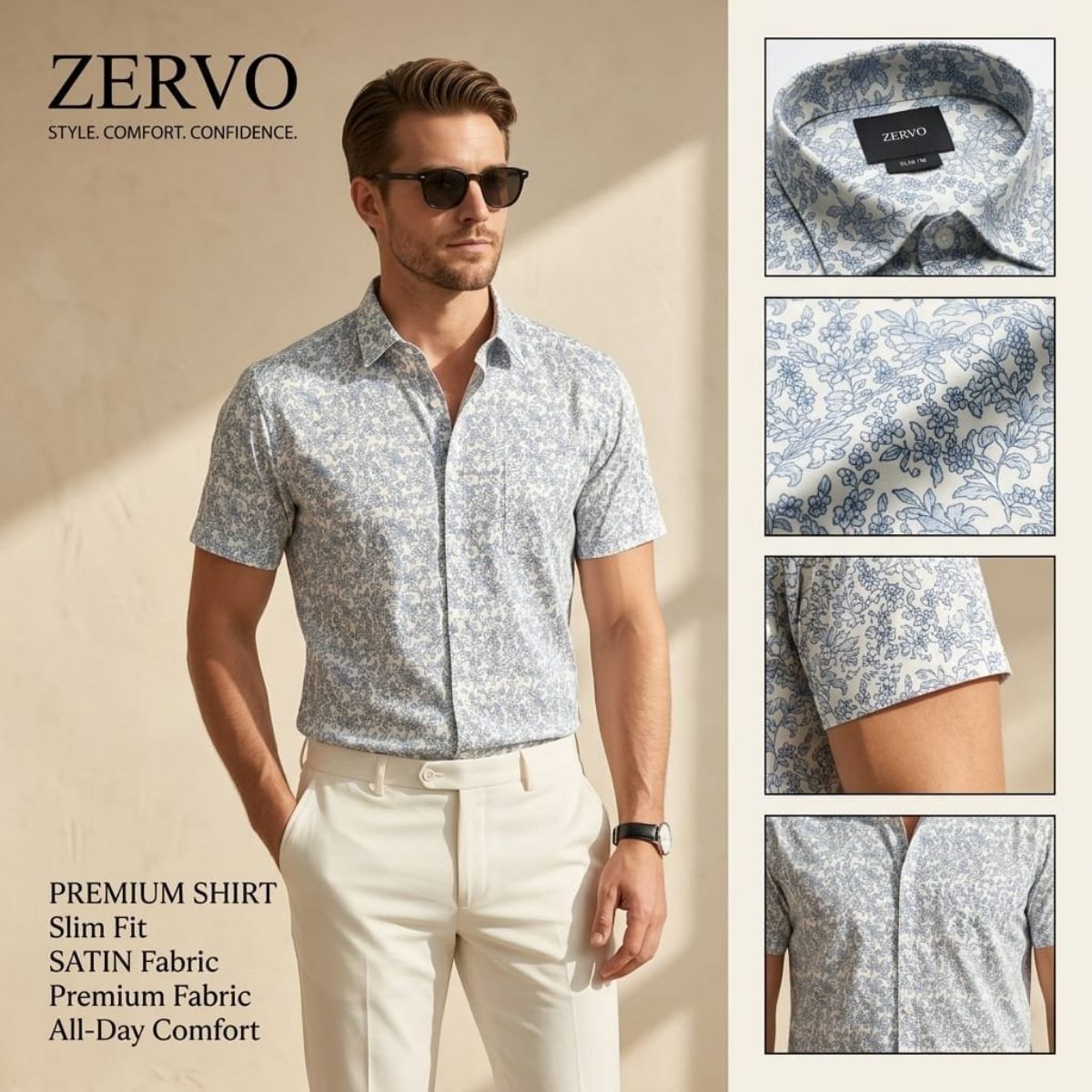 Zervo Men's Satin Printed Shirts