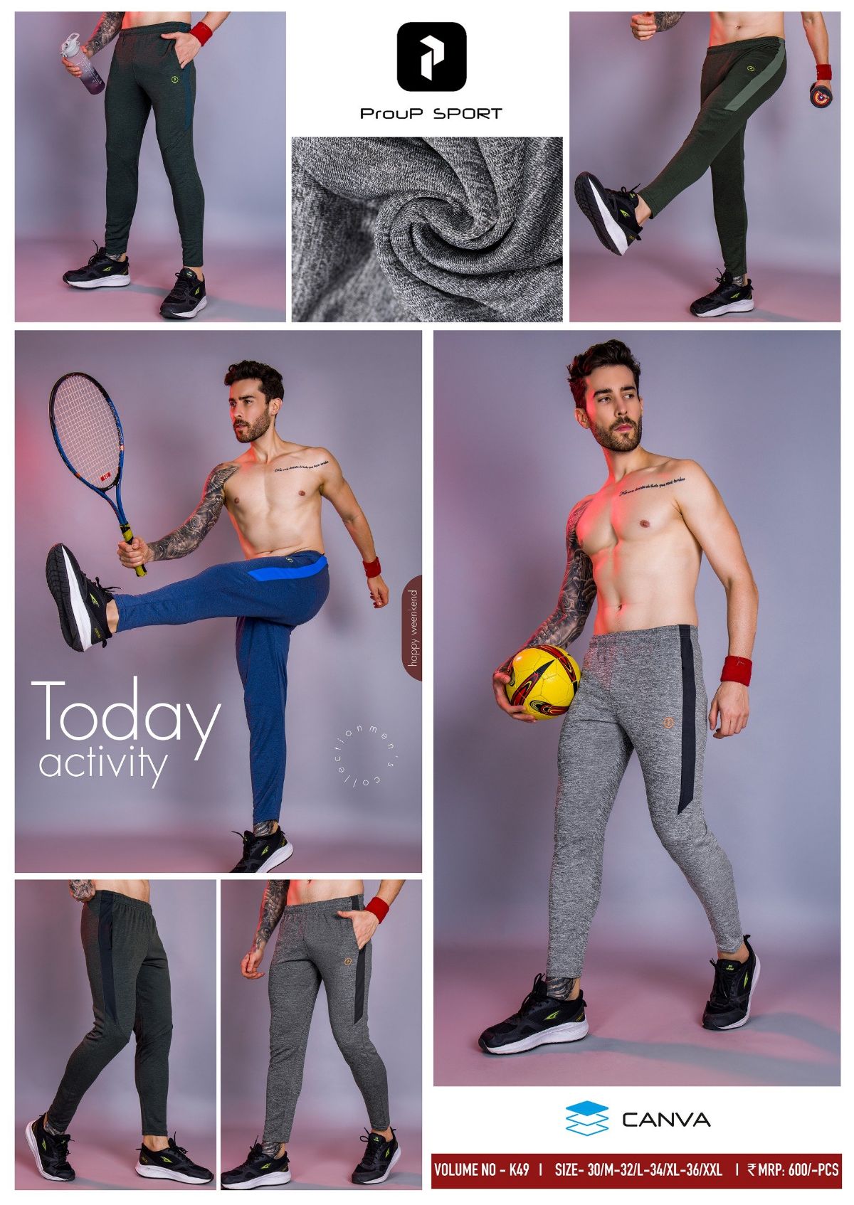 Men's 100% Grindle Polyester Trackpants D No-K-49