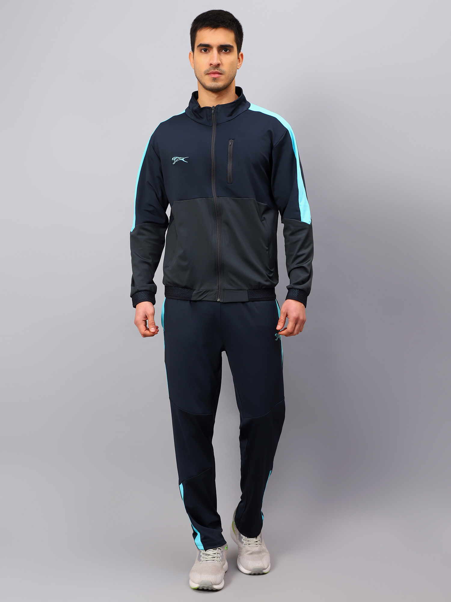 Men's Tracksuit  SNTSW104M
-Navy/D.Grey/Cyan-XL