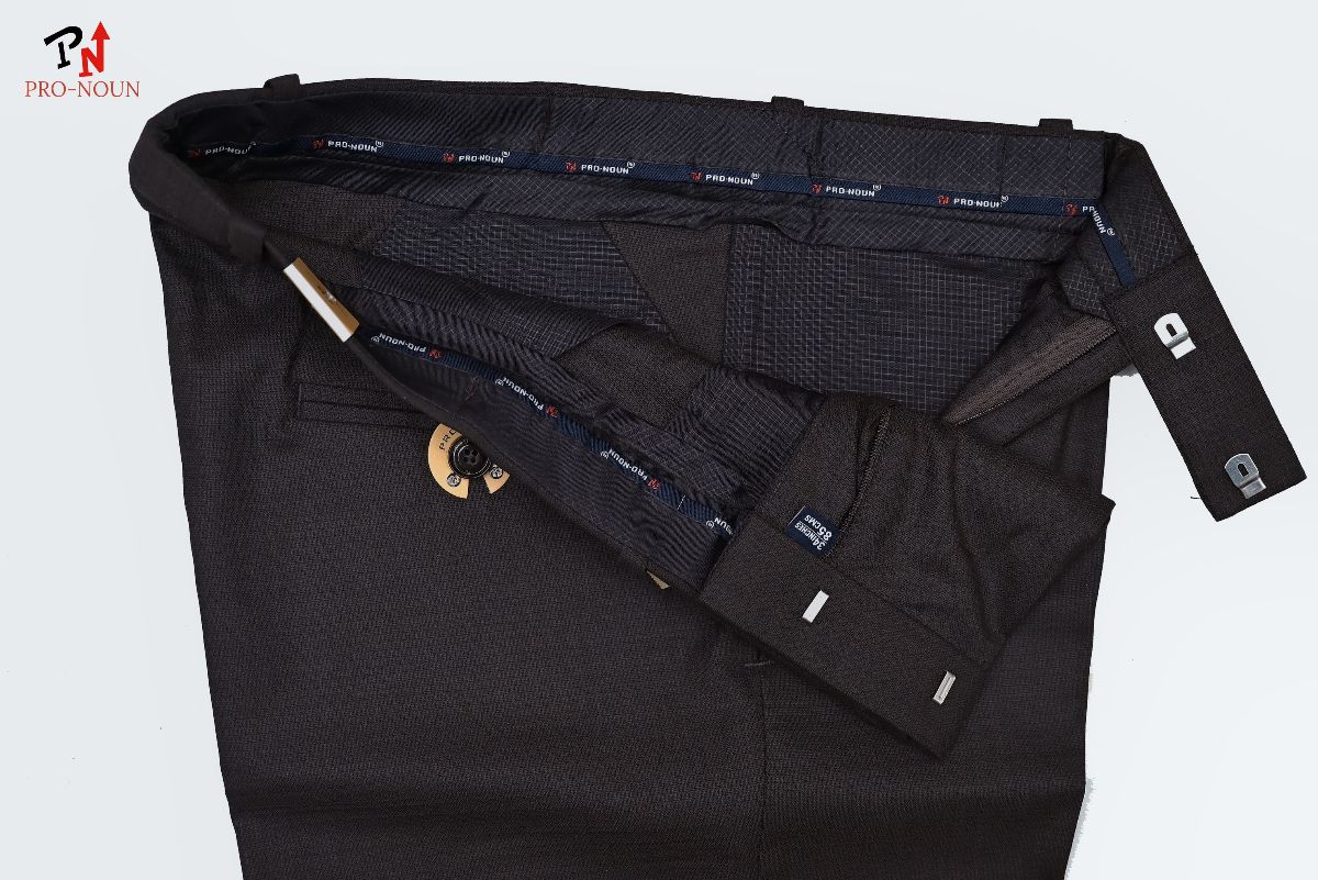 Pro-Noun Men's  Formal Trouser Pants With Adjustable belt D No- Galaxy 231-7-197 (32-38)- Coffee