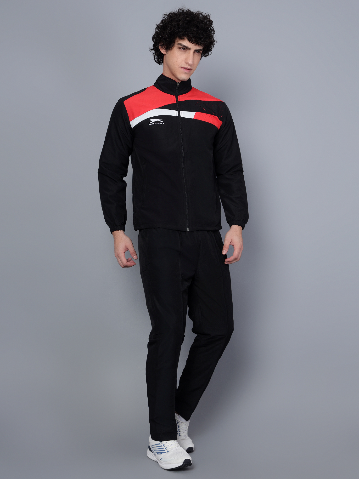 Men's Tracksuit  494A-Black/Red/White-3XL-TZ