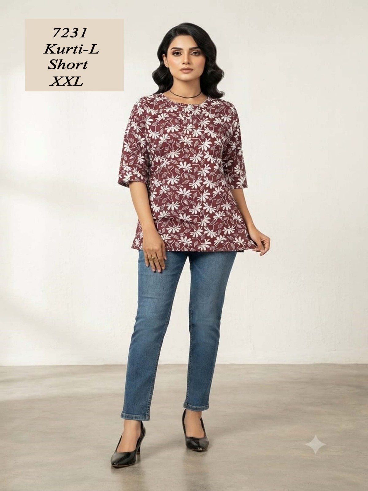 Women's Cotton Short Kurti- 7231