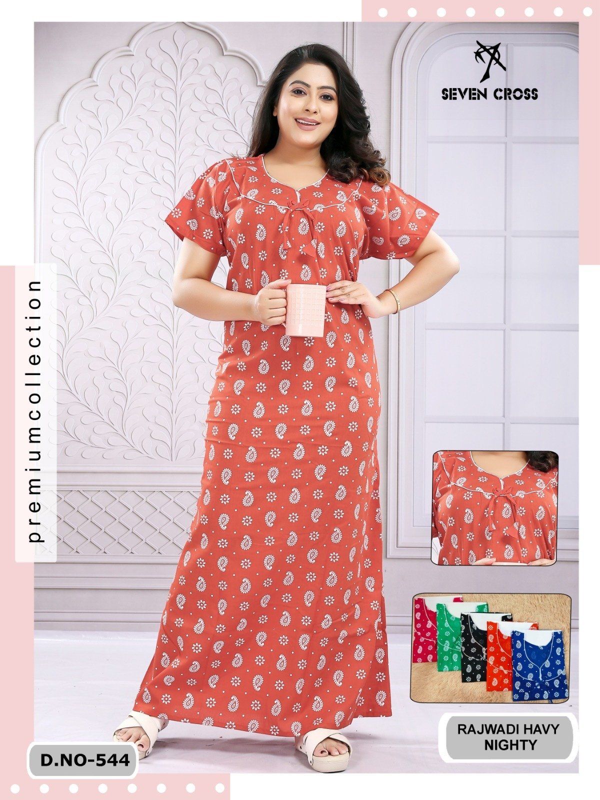 Seven Cross Women's Rajwadi Cotton Nighty D No-544