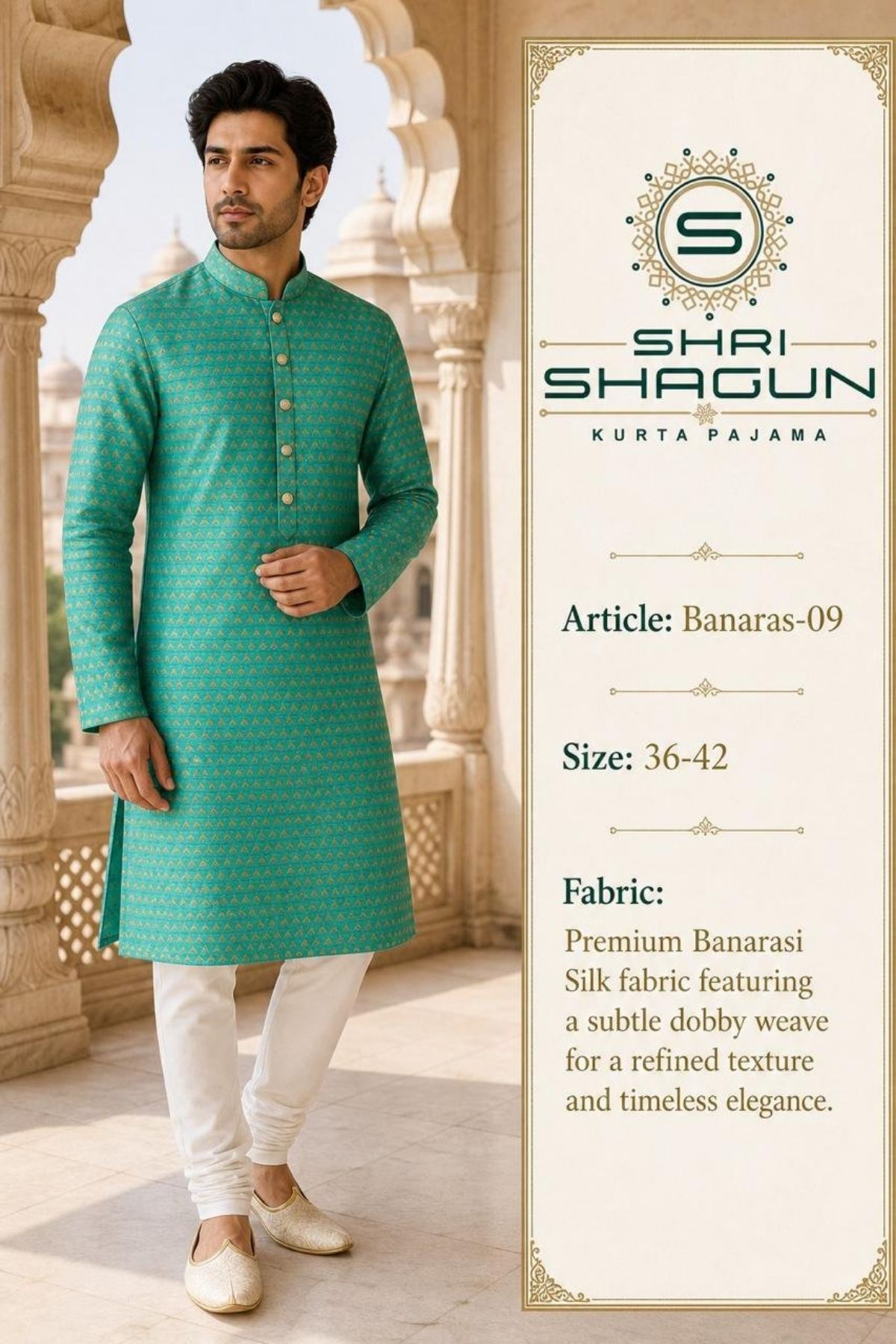 Shri Shagun Banaras dobby Kurta Pajama Set-09