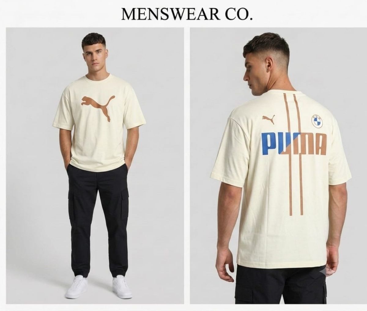 Men's Half Sleeve Down shoulder OB FB PUMA PUFF Print T-shirts