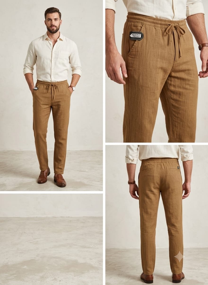 Shafin Men's Linen Pants-Brown