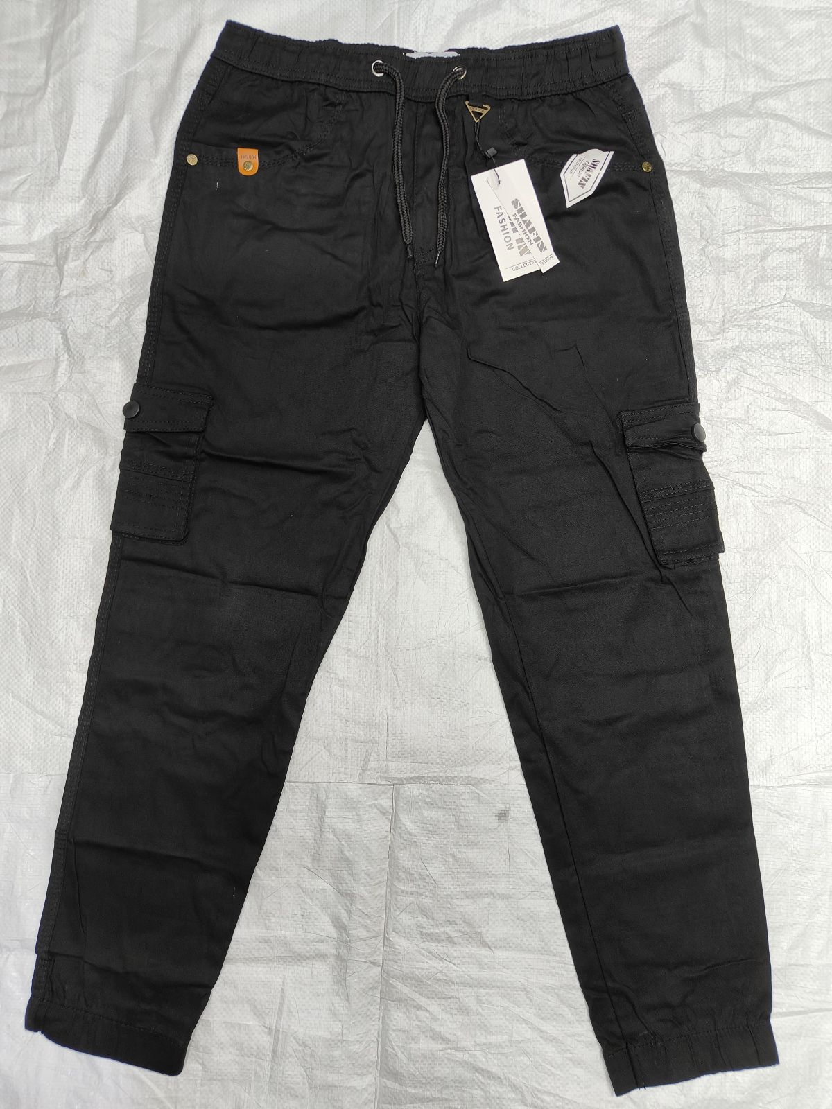Shafin Men's Six Pocket Joggers Cargo without Elastic -Black