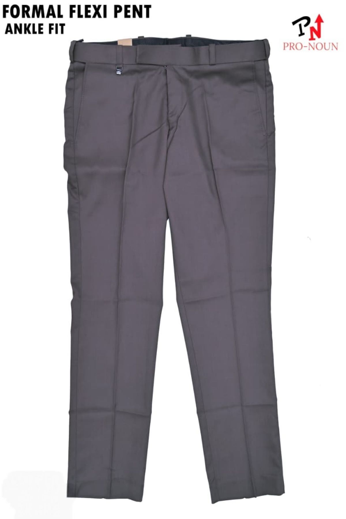 Pro-Noun Men's Men's Formal Trouser Pants With Adjustable belt D No- Signature 292-8 (28-32)- Copper grey
