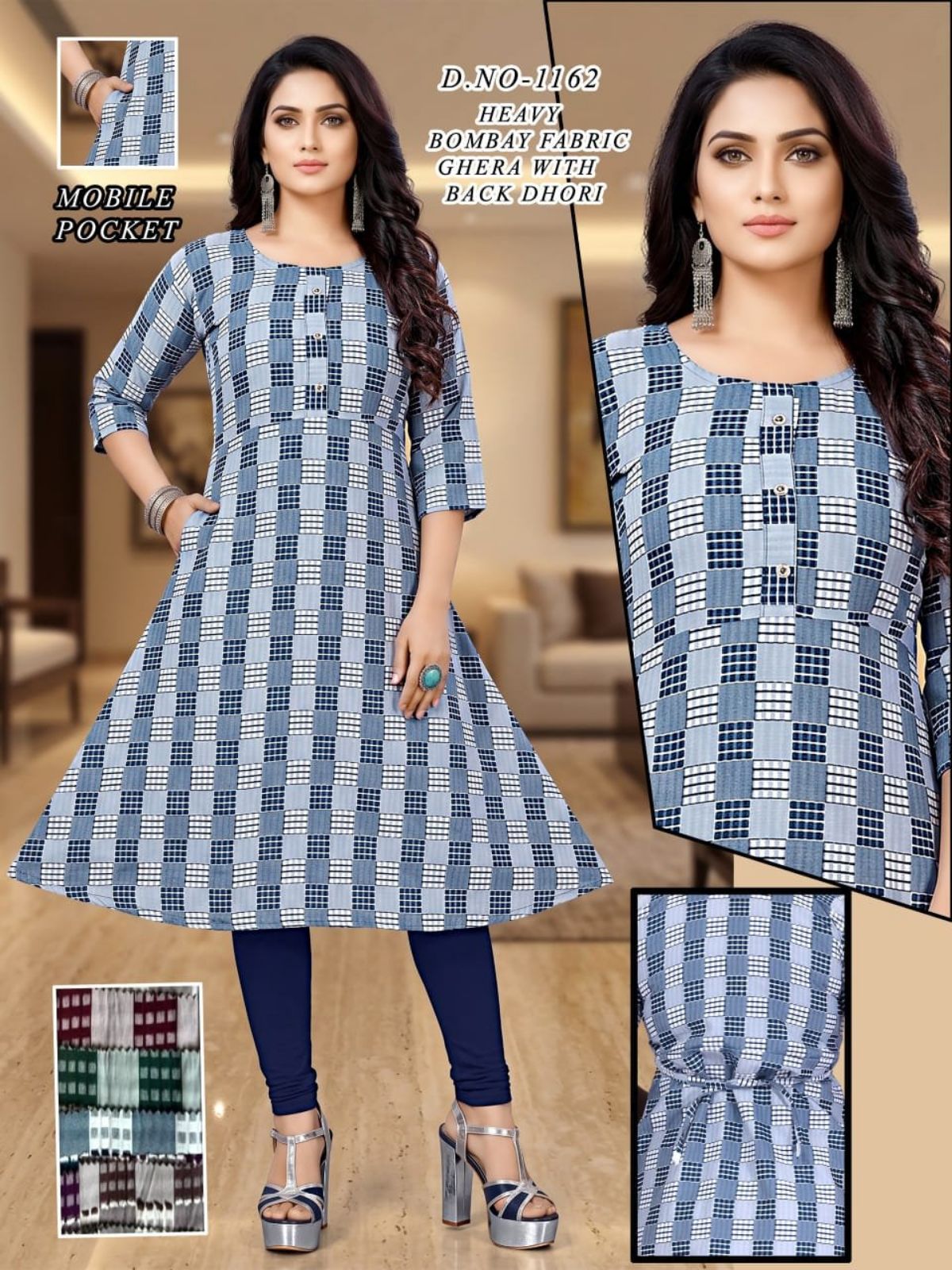 Women's Bombay Ghera With Back Dori and Mobile Pocket Suit-1162