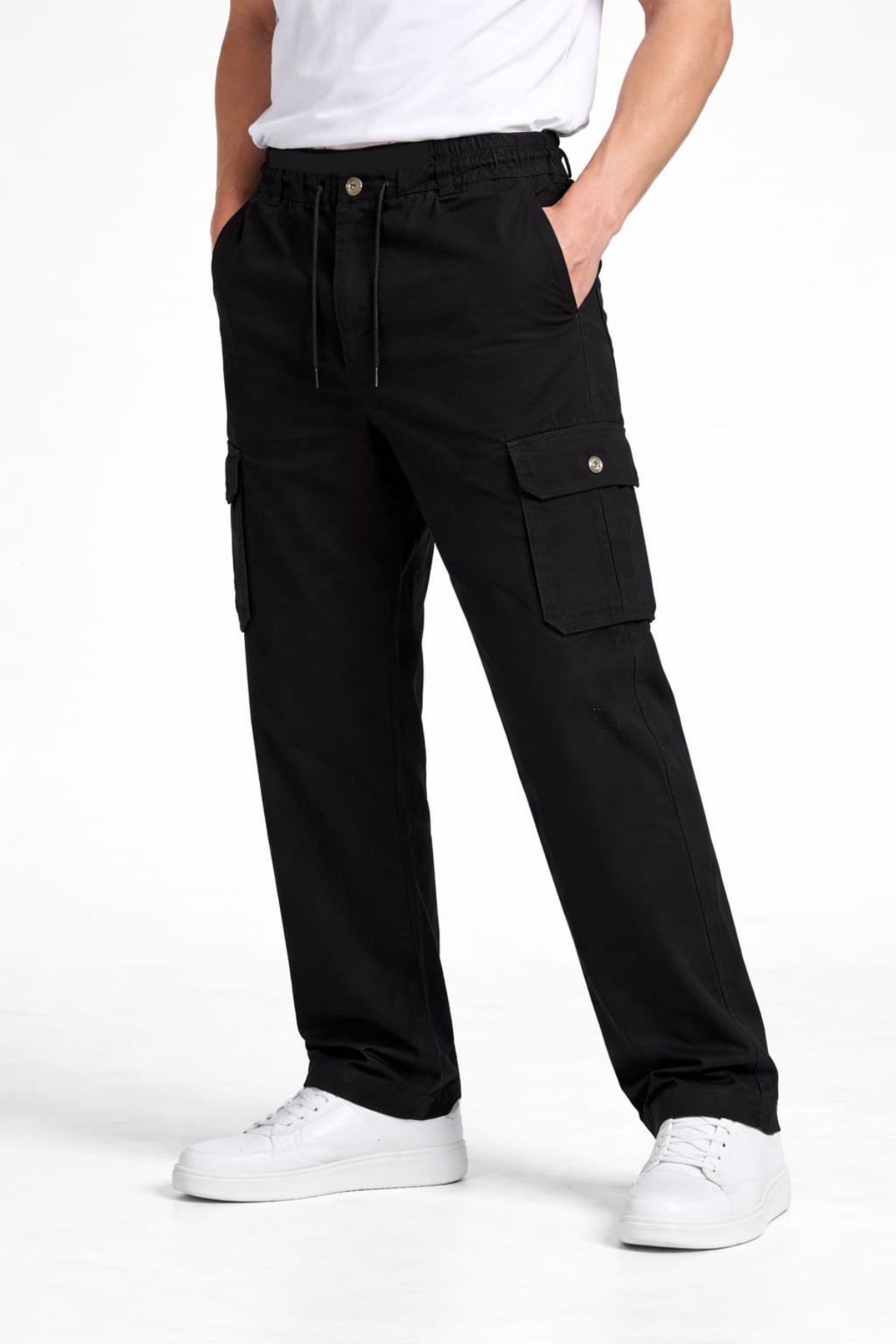 Pro-Noun Men's Lounge Wear Cotton Bio Washed  Cargo Trackpants D No- 1782- Black (L-3XL)