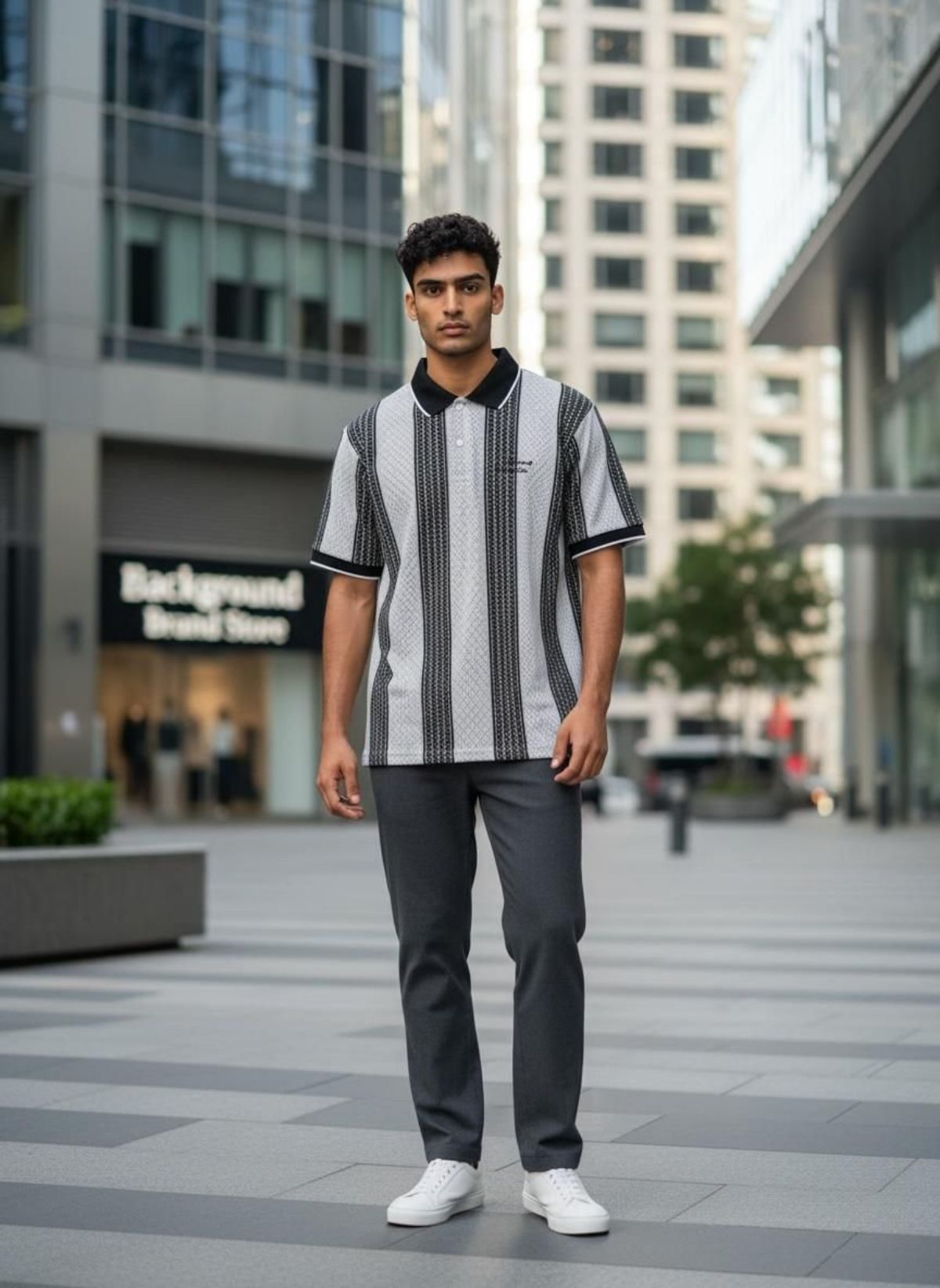 Men's Self knitted Striped Half Sleeves T-shirts (M-XL)