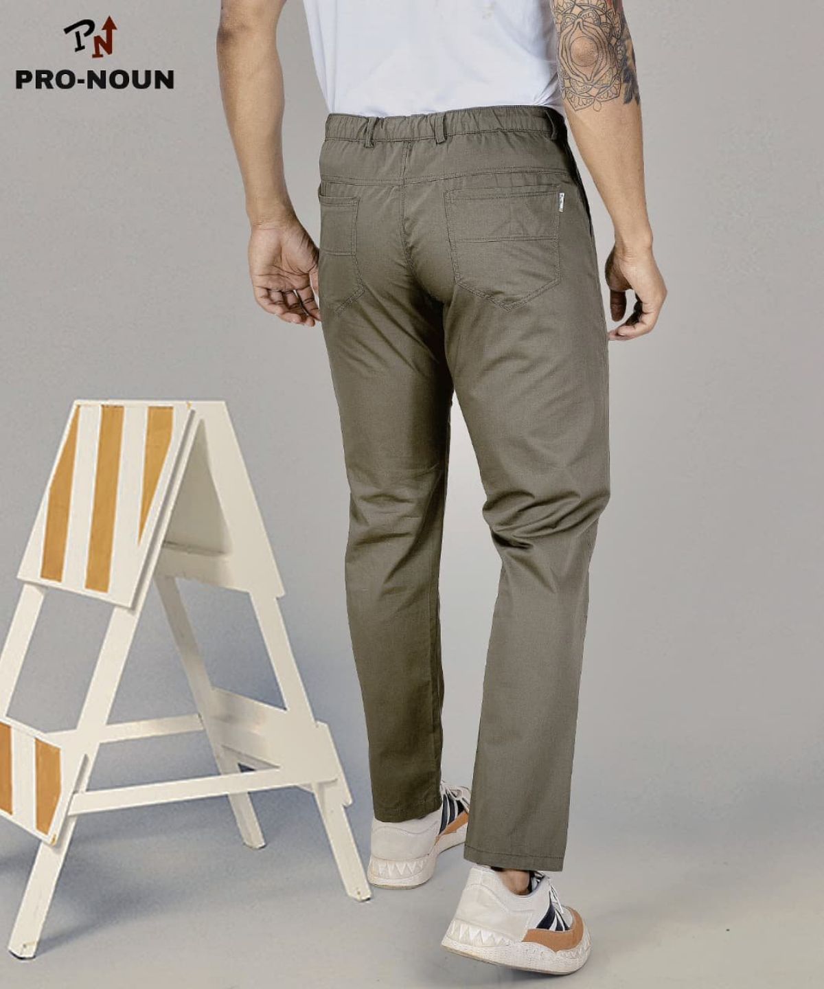 Pro-Noun Men's Lounge Wear Cotton Trackpant- D No- 1715 (L-3XL)-Cream