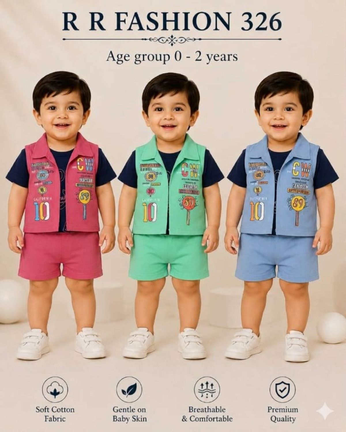 R R FASHION- Kids T-shirt & nikker Clothing Set-326