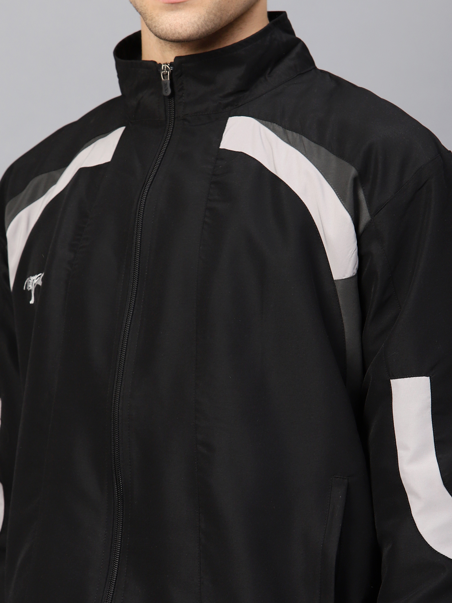 Men's Tracksuit  444B-Black/Dark Grey/White-S-TZ