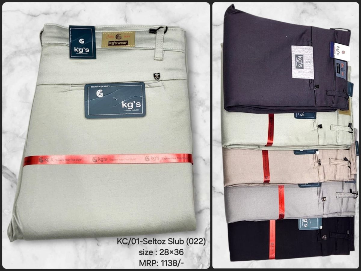 Trouser For Men's - KC/01- Seltoz Slub (022) Cotton Trouser