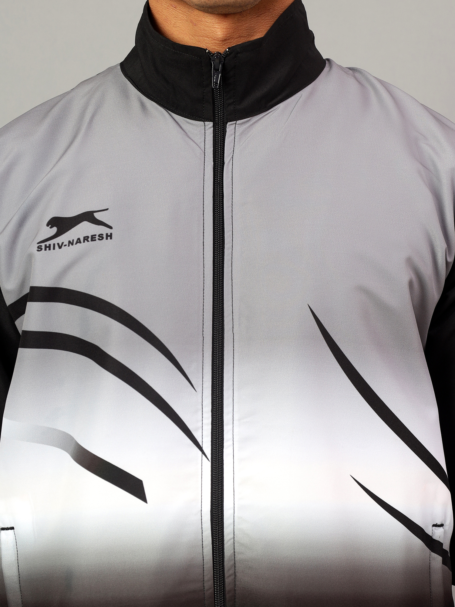 Men's Tracksuit  965-Black/Dark Grey/White-H/S-M-TZ