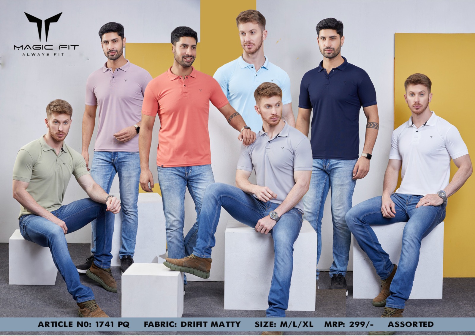 Magic fit Mens Half Sleeve Polo NeckTshirt