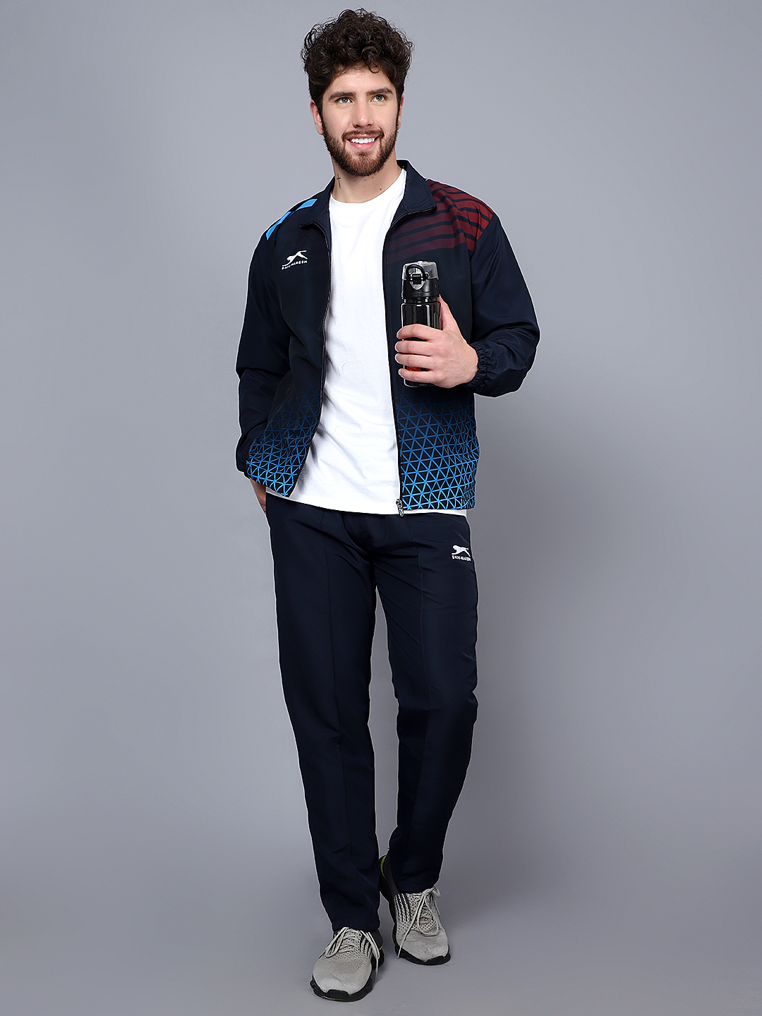 Men's Tracksuit  989-Navy/Cyan/Maroon-H/S-L-TZ