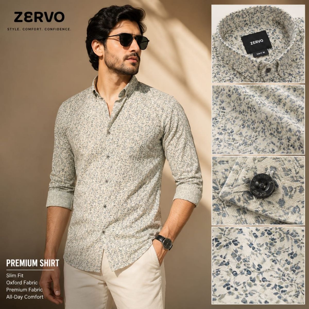 Zervo Men's Cotton Oxford Printed Shirts