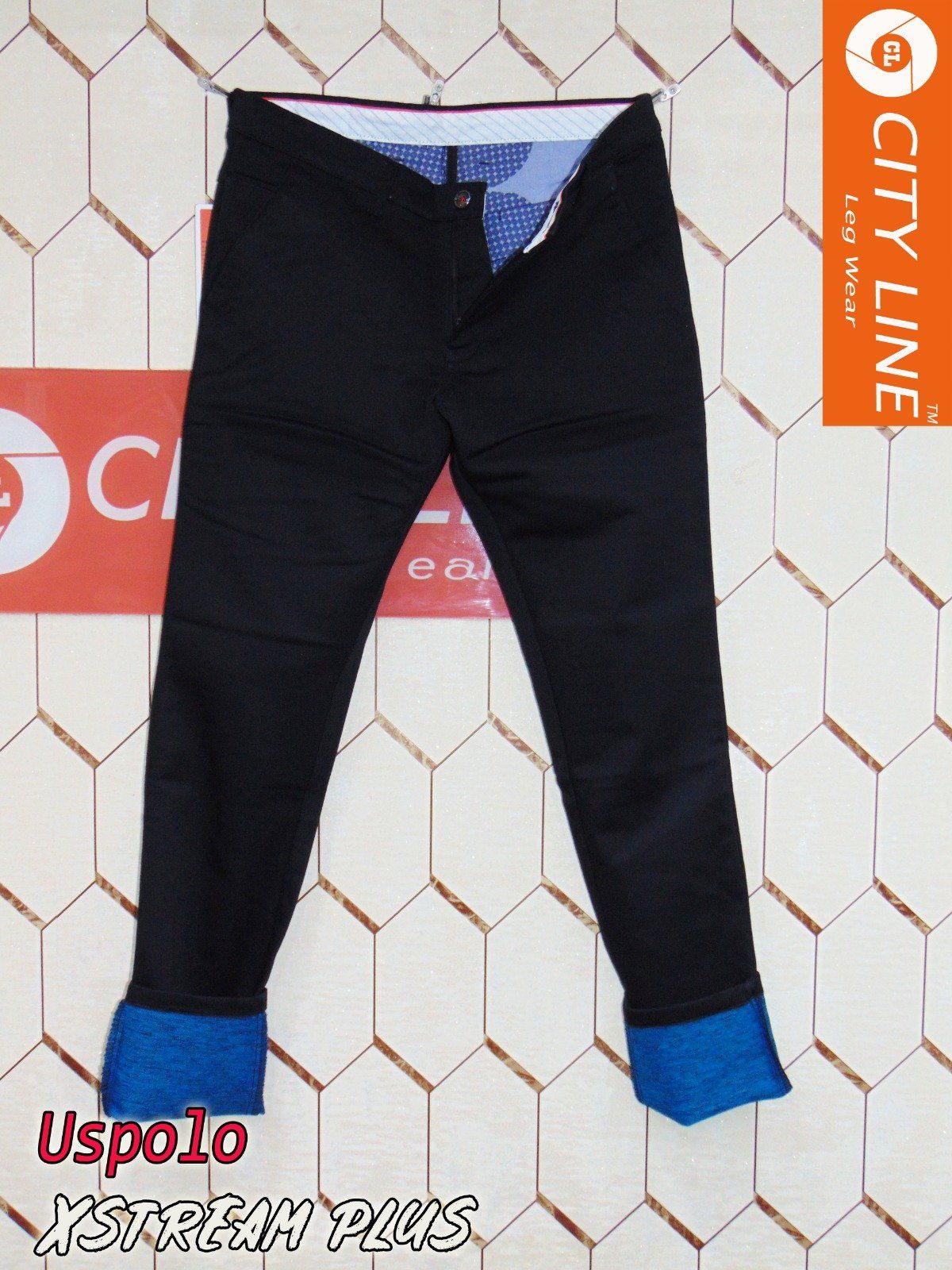 Men's cotton Knitted Narrow Black Pants-9080