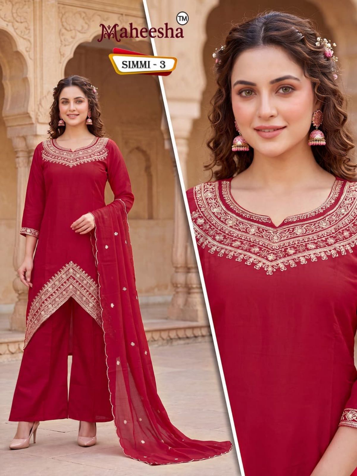 Rani Vastram Women's Ethnic Wear Suit & Bottom Set with Dupatta- Simmi 3