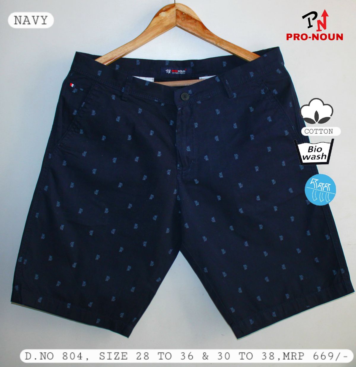 Pro-Noun Men's Pure Cotton Printed Shorts-804 (30-38)-Black
