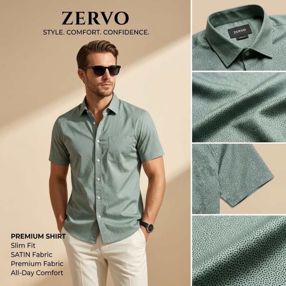 Zervo Men's Satin Printed Shirts