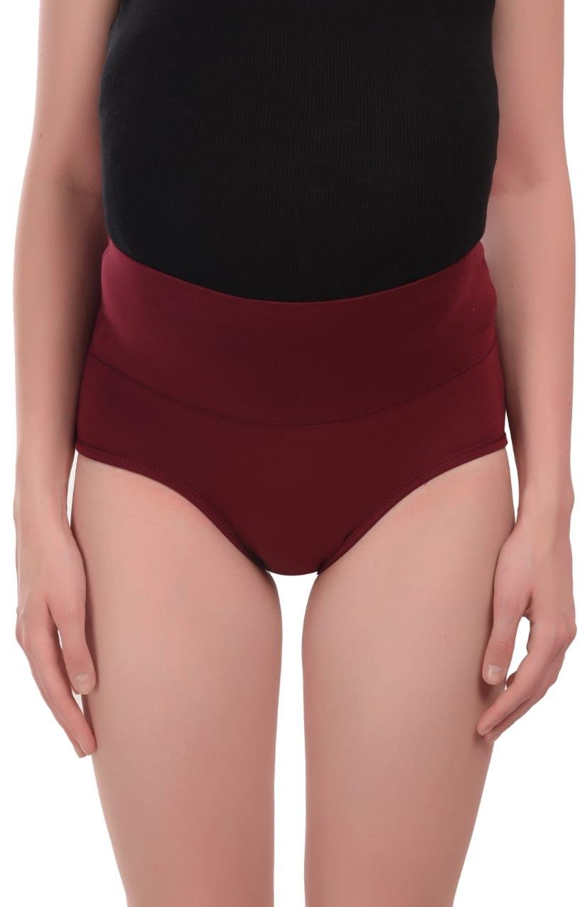 Teusy Woman High Waist Maternity Panty set-Maroon