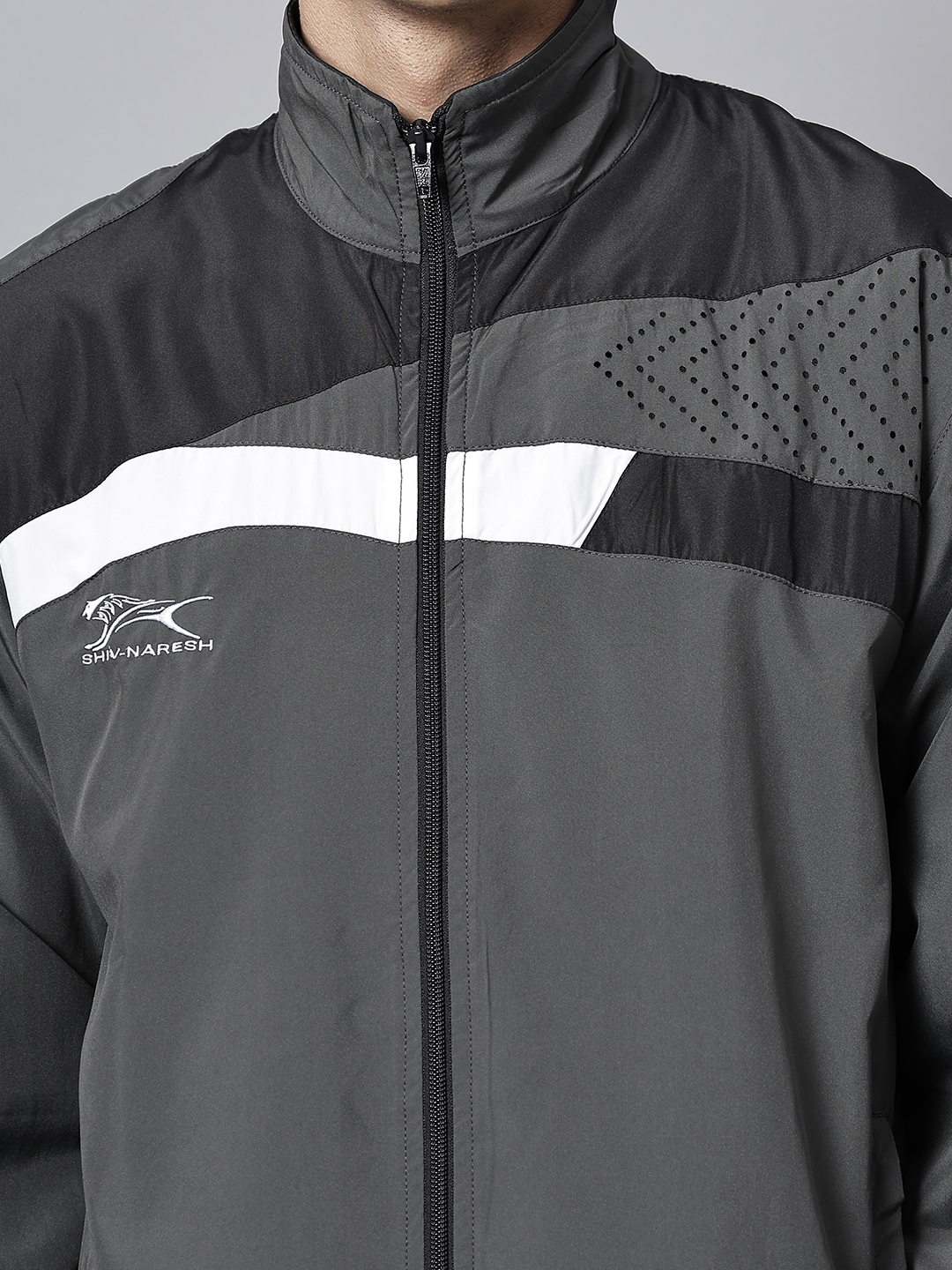 Men's Tracksuit  494A-Dark Grey/Black/White-3XL-TZ