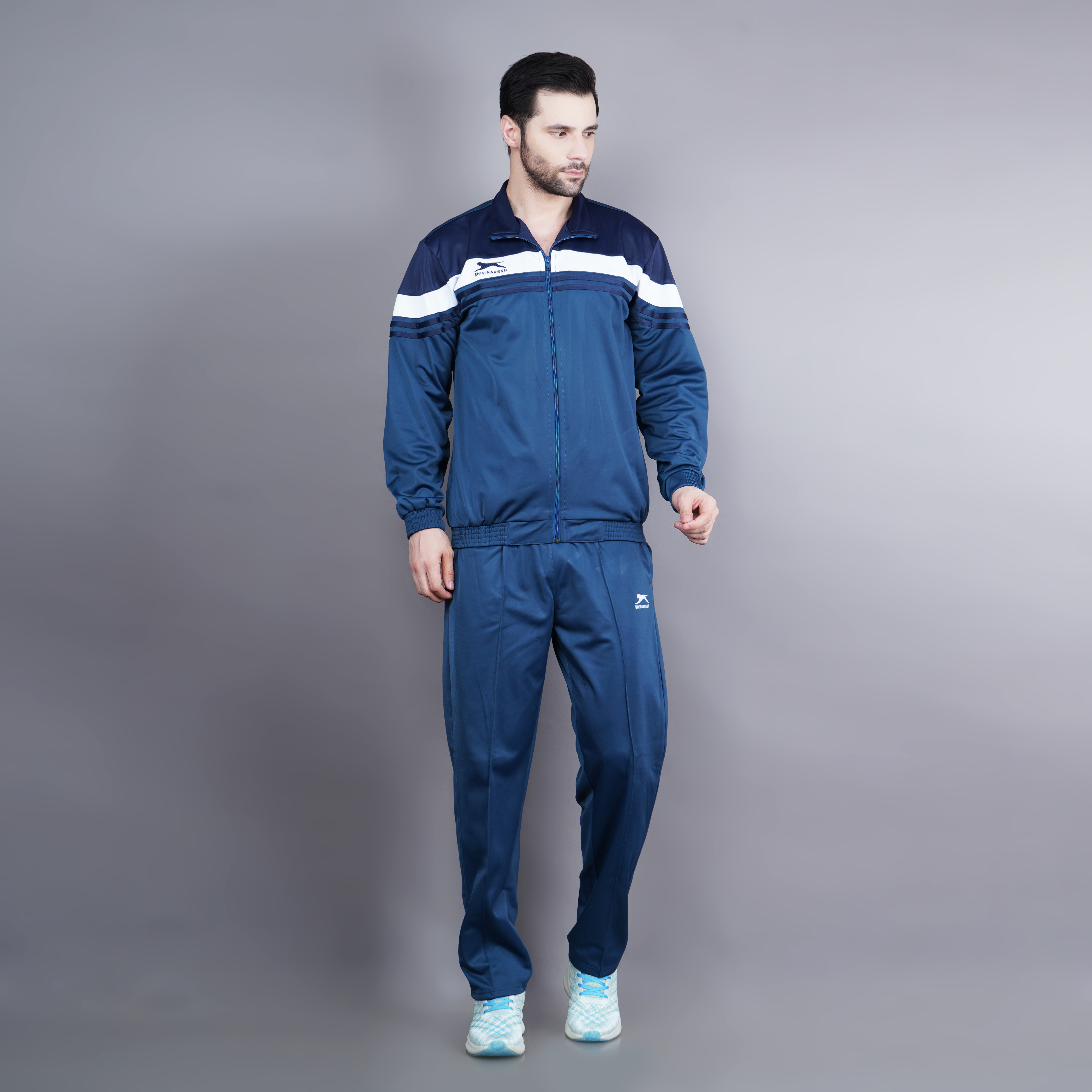 Men's Tracksuit  458A-TP-Air Force/Navy/White-L
