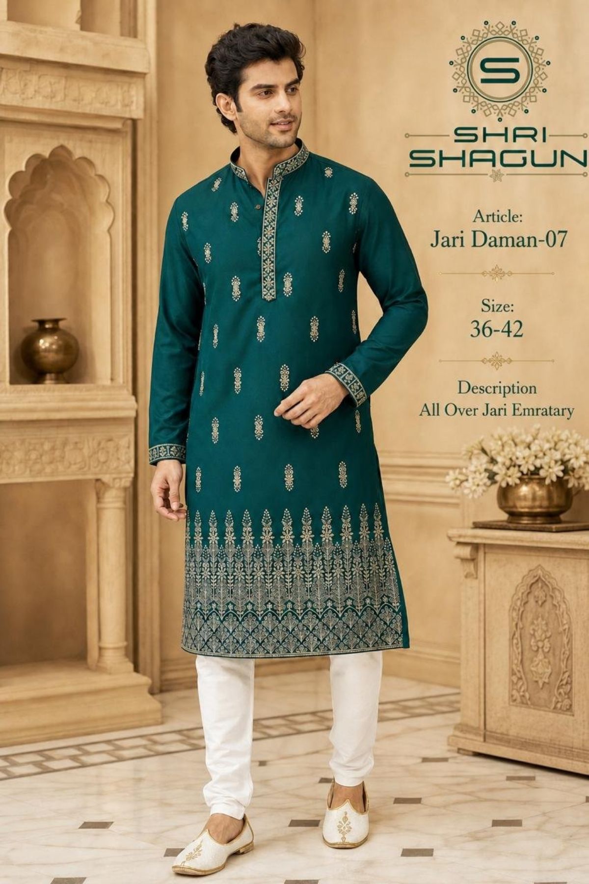 Shri Shagun Jari Daman Kurta Pajama Set-07