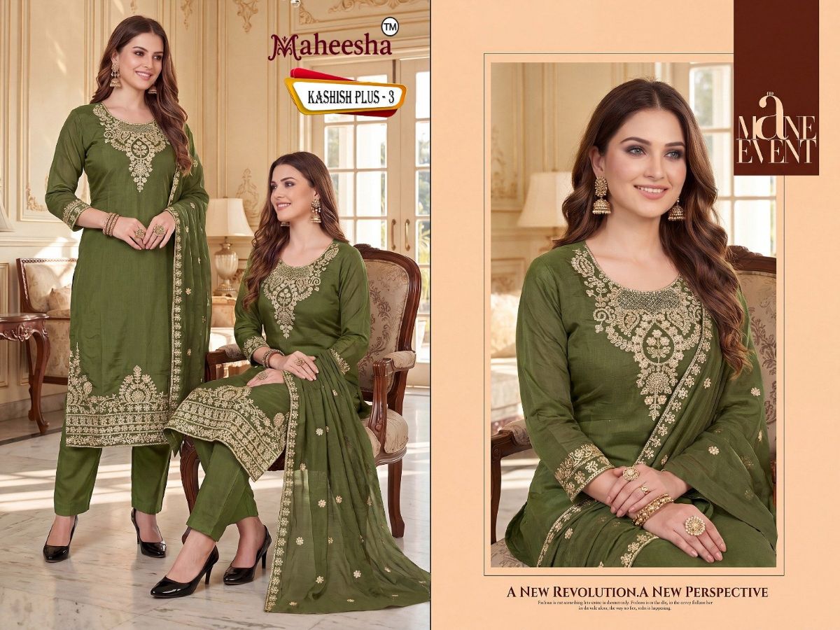 Rani Vastram Women's Ethnic Wear Suit & Bottom Set with Dupatta- Kashish Plus 3