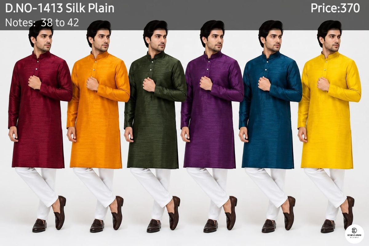 Silk Plain Kurta for Men's -1413