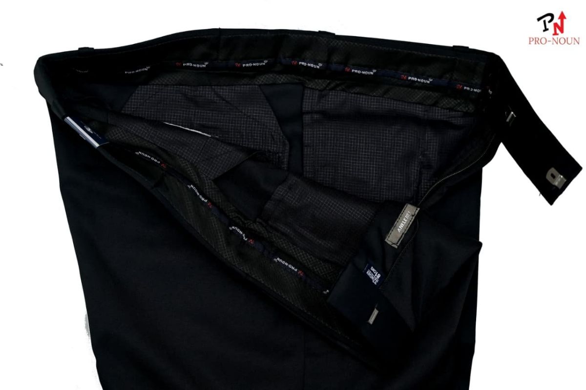 Pro-Noun Men's  Formal Trouser Pants With Adjustable belt D No- Copper Bento-(28-32)- Black