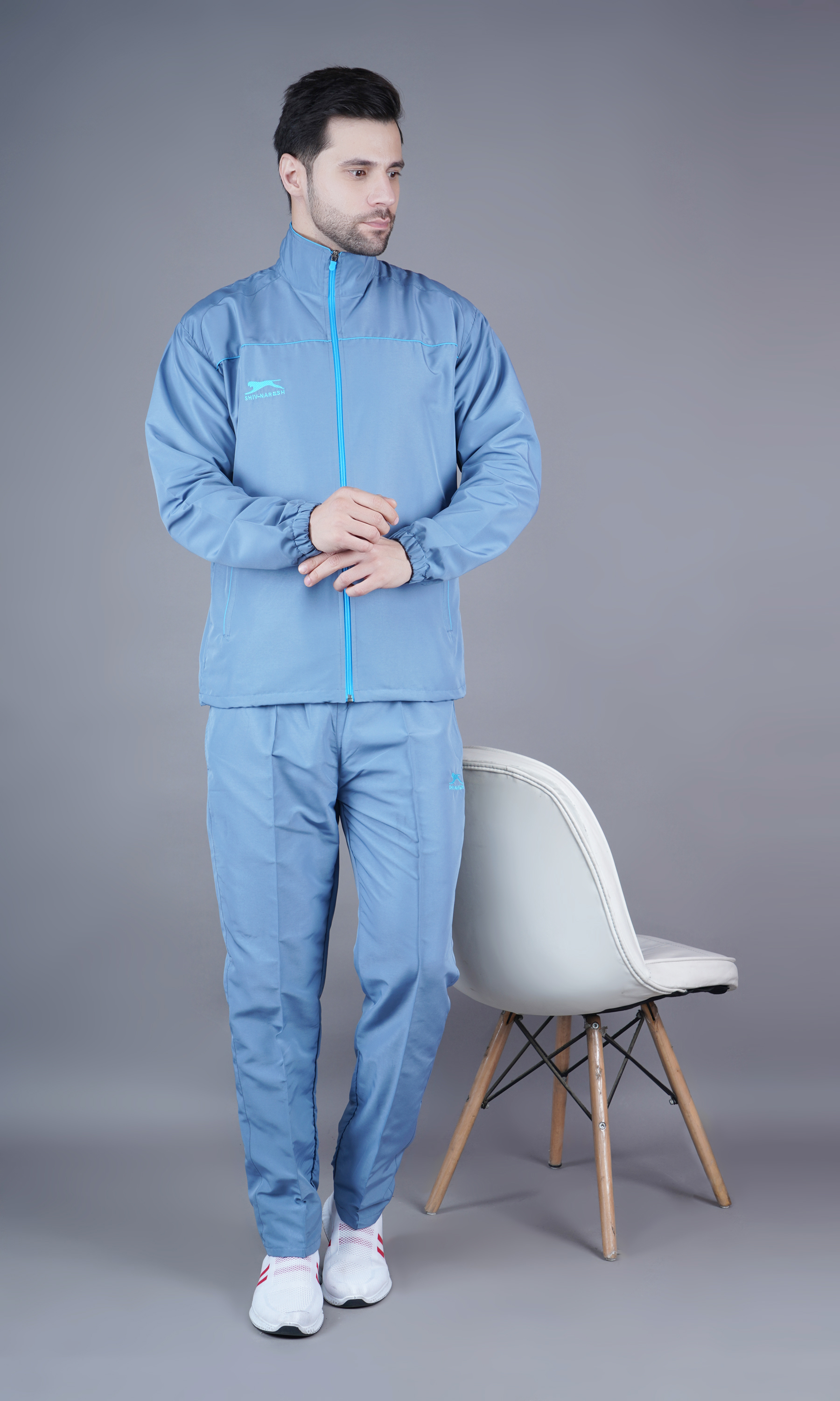 Men's Tracksuit  470B-Light Grey/Cyan-S-TZ