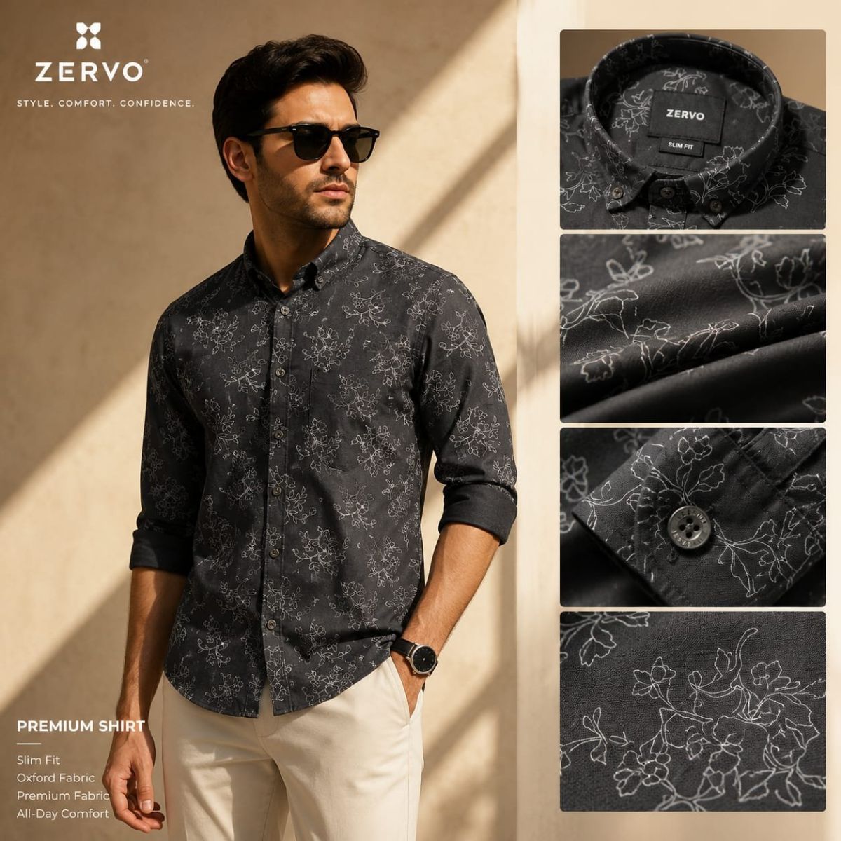 Zervo Men's Cotton Oxford Printed Shirts