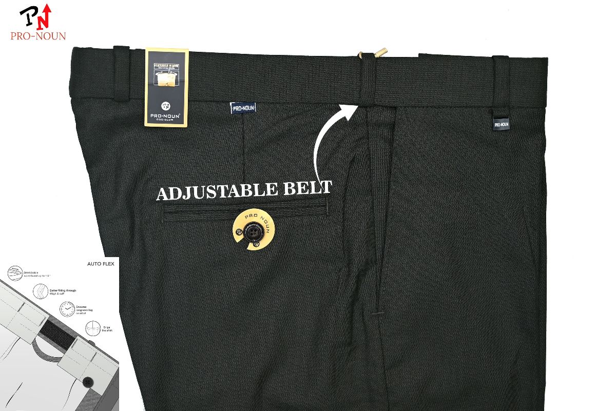 Pro-Noun Men's  Formal Trouser Pants With Adjustable belt D No- Galaxy 231-7-197 (32-38)- Green