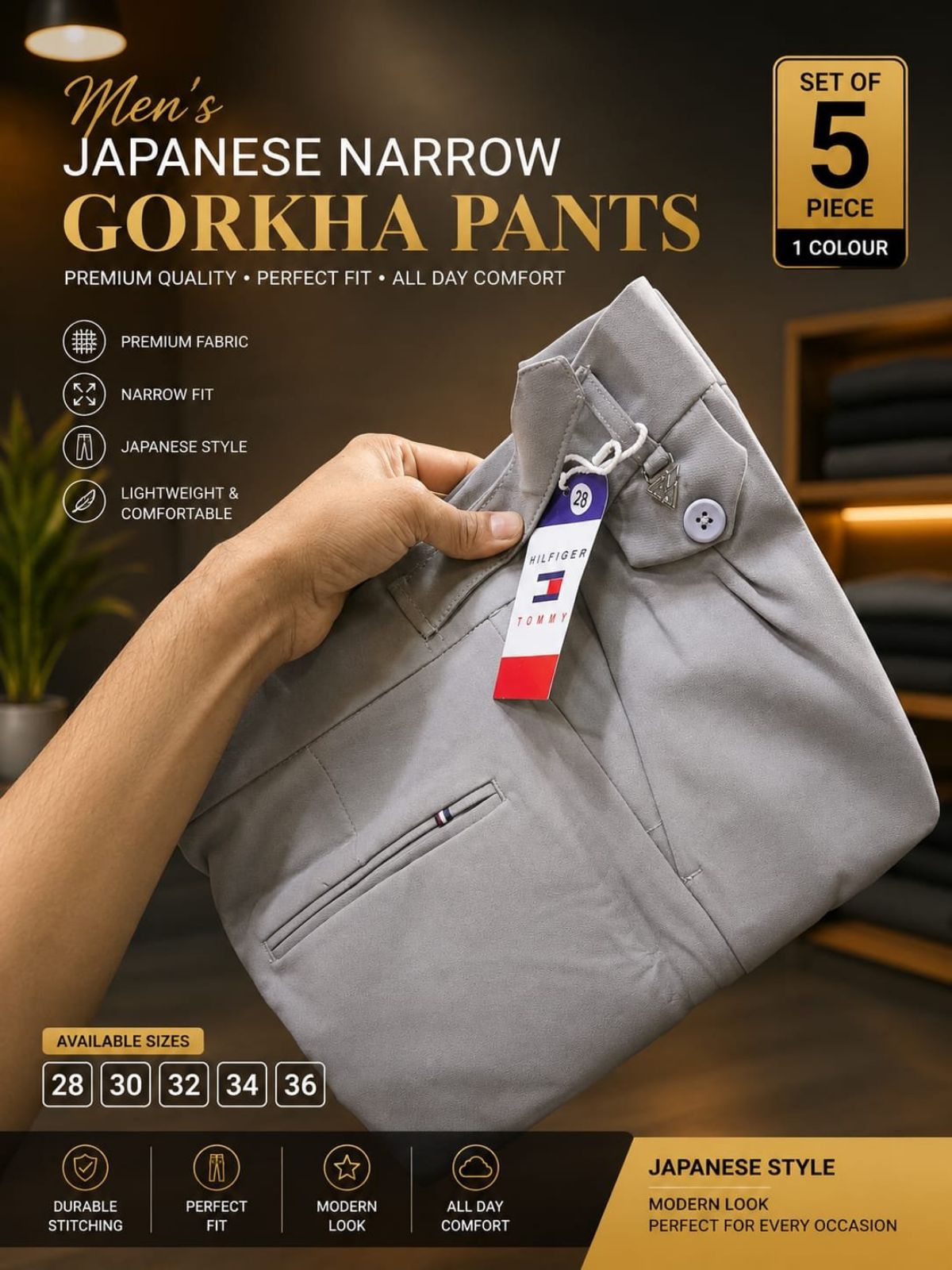 Updry Men's Gorkha Narrow Japanese Pants