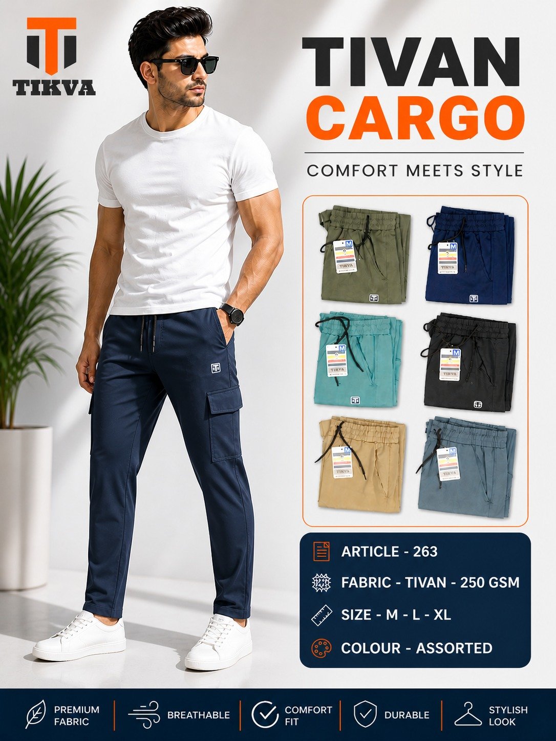 Tikva Men's Cargo Trousers Art. No-263