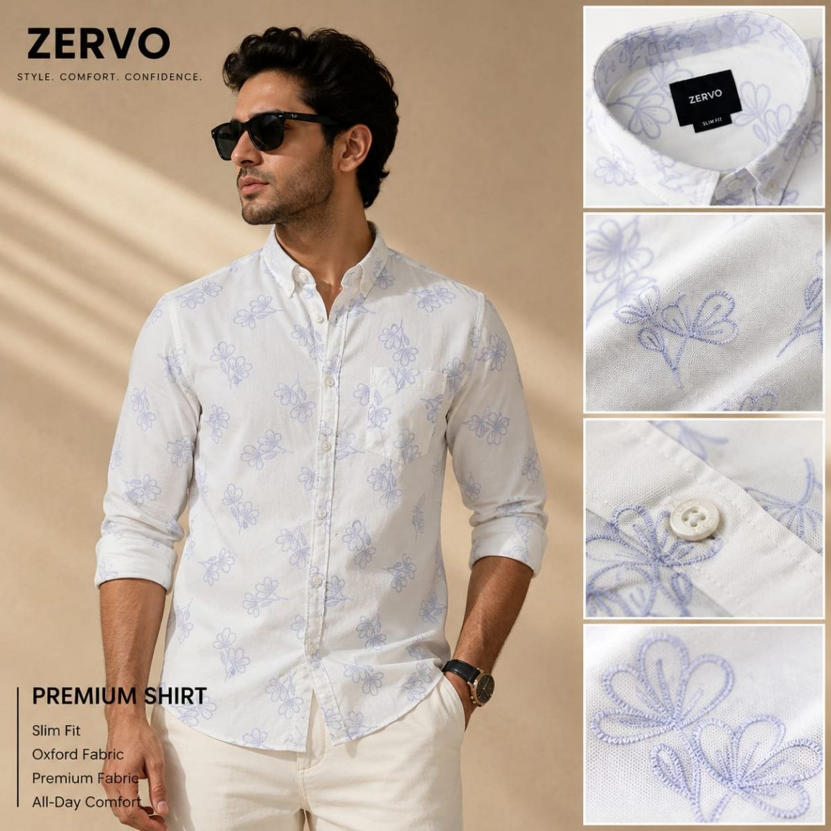 Zervo Men's Cotton Oxford Printed Shirts