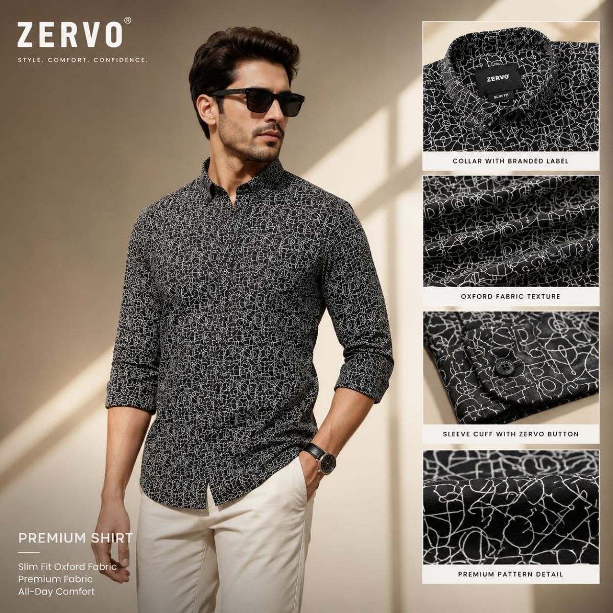 Zervo Men's Cotton Oxford Printed Shirts