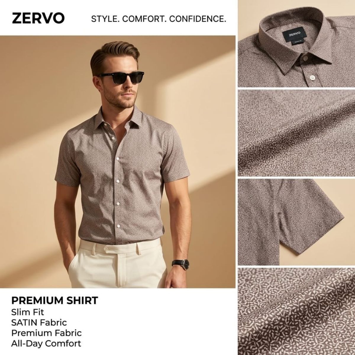 Zervo Men's Satin Printed Shirts