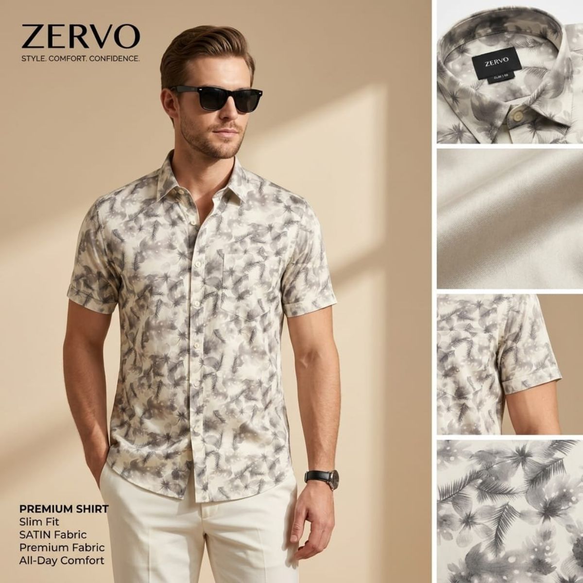 Zervo Men's Satin Printed Shirts