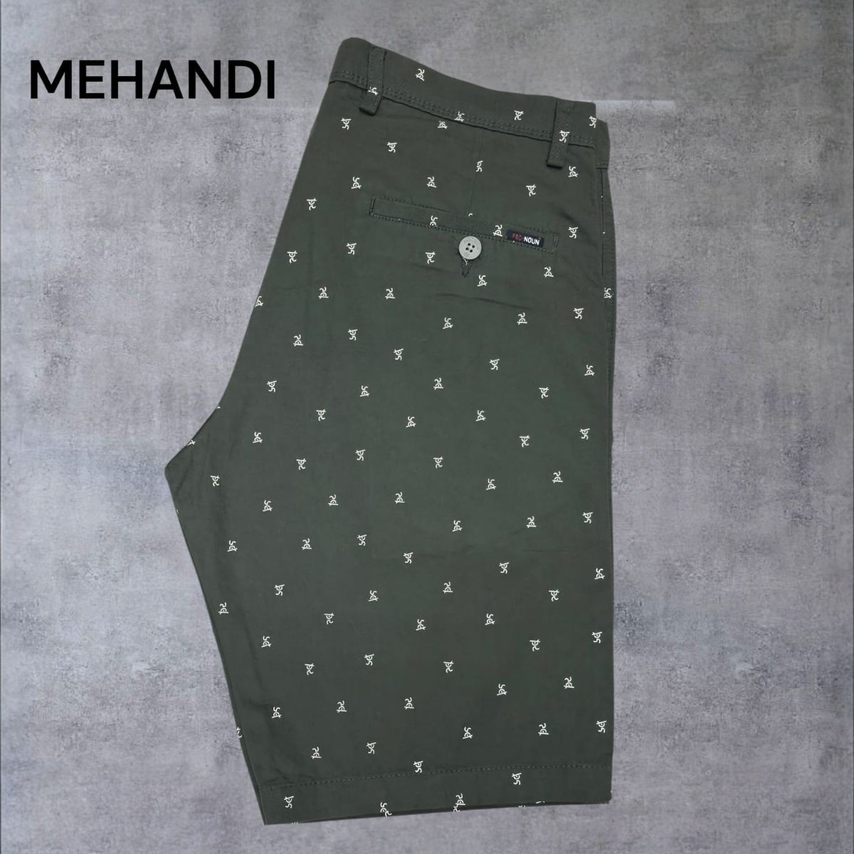Pro-Noun Men's Pure Cotton Printed Shorts-805 (28-36)-Mehndi
