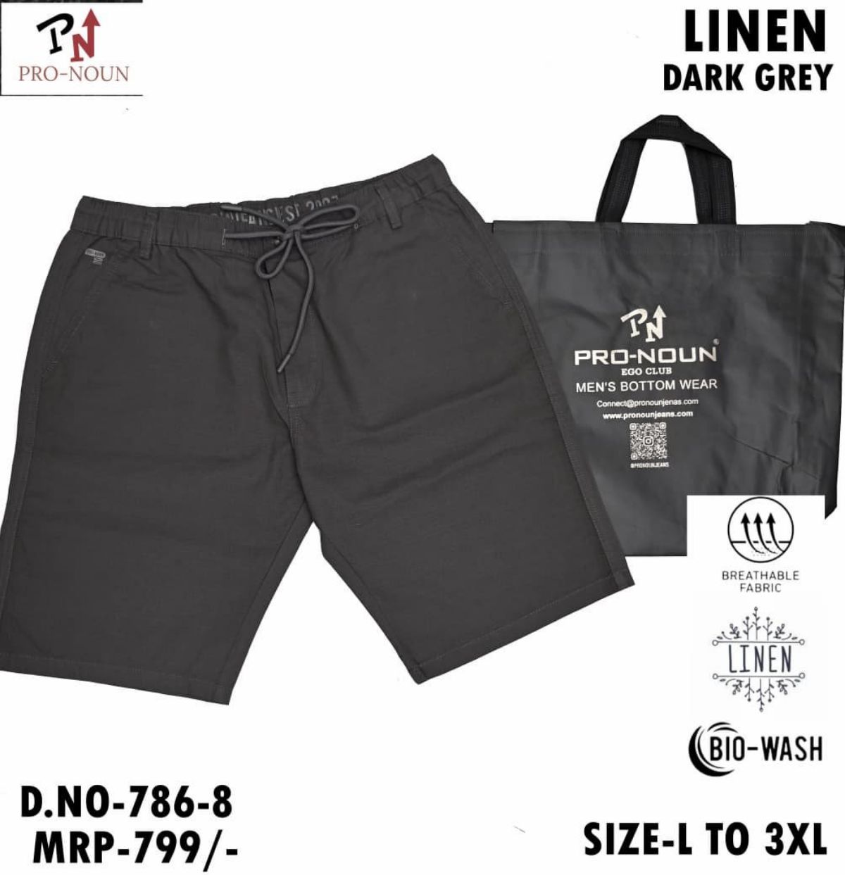 Pro-Noun Elastic Knee Length Men's Shorts - 786-8